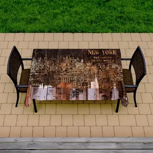 360 Stand Large Modern Brown City Skyline Rectangular Tablecloth - 58x102 in. - Home Decor Household Kitchen Linens, Model C1TCLRGECBEL56, Rectangle Tablecloth