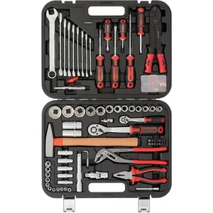 Metric Tool Set, 100-, 1/4" & 1/2" Drive Sockets, Wrenches, Electrical Tools, Screwdrivers, Bits, Pliers, Hammer, , , Repair, Mechanic Kit, DIY,  ET08-8100