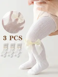 3 PCS white baby tights kids tights baby toddler leggings Footed Tights Kids’ Summer Mesh Tights for Baby Girls – Cooling, Soft & Comfortable，Soft Mesh for Summer Days