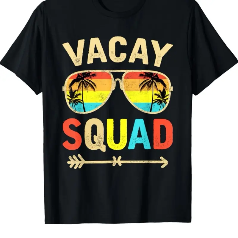VACAY squad, vacation summer T-Shirt Unisex 100% Cotton White High Quality Design Comfortable Fit for Men and Women - Overall, Breathable