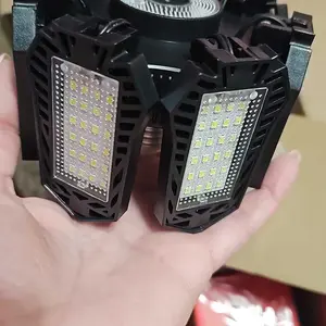 FOLDABLE GARAGE LIGHT 600W Deformable Bright Shop Ceiling Bulb Lamps E26/E27 6500k Barn Warehouse Garage Foldable 7+1 Panel Work Light Super Bright Illumination Easy Installation
