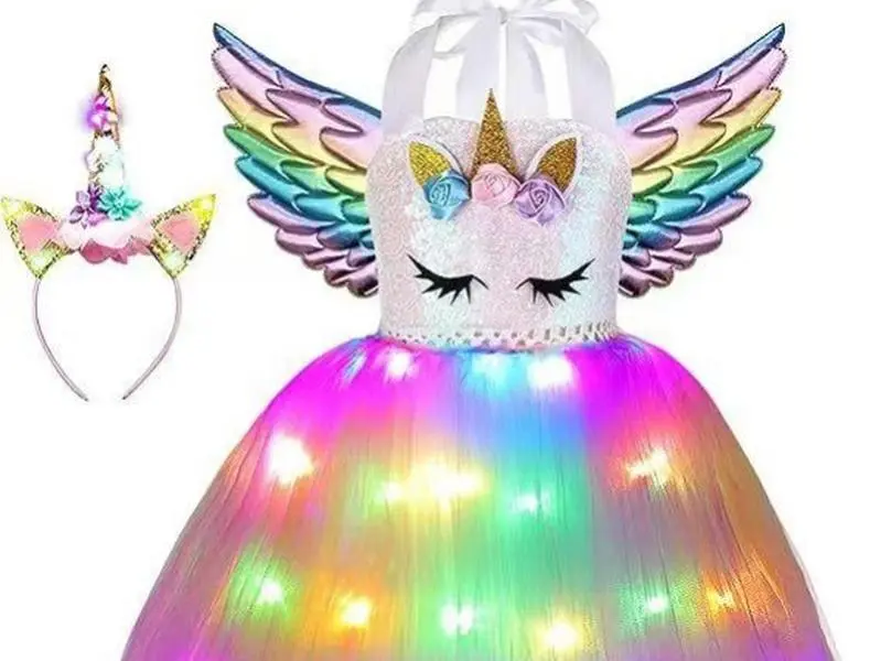 Unicorn Costumes  Girls LED Light Up Unicorn Princess Tutu Dress  Halloween Birthday Party Gifts for