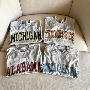 Vintage Varsity College T-Shirt Retro Game Day Football Shirt Sports Fan Graphic Tee For Men For Women, SPORT GREY Color Size S- 5XL