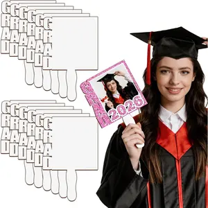 12 Pcs Sublimation Graduation Fans Blank 12"x8" MDF Sublimation Grad Fans Sign Wood 2026 Graduation Blanks Bulk for DIY Photo Gifts Picture Frame Ceremony Party Decor Style Grad