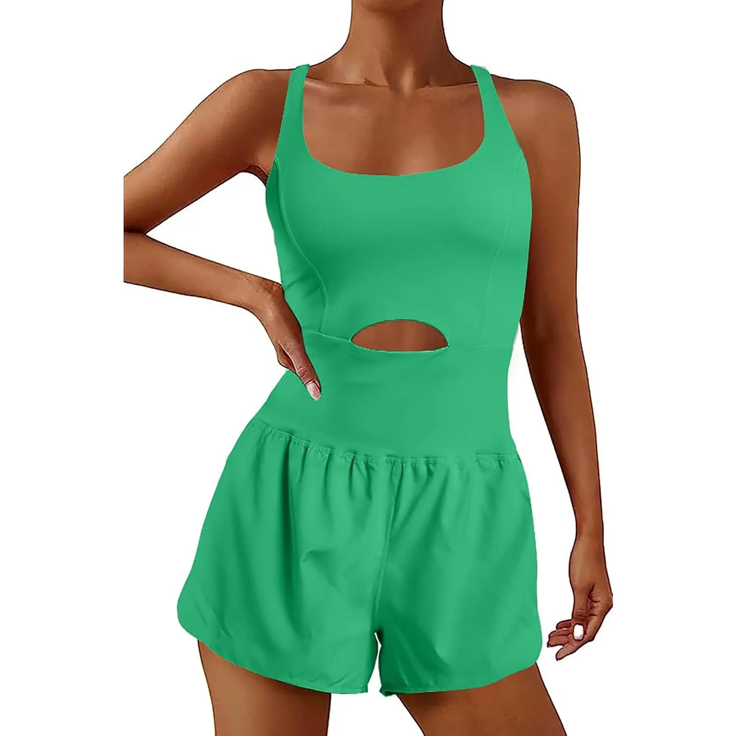 Womens Workout Rompers Running Outfits Padded Bra Tennis Exercise Jumpsuits Gym Clothes