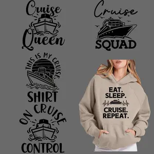 Cruise Themed DTF Iron-on Transfer Sticker, 6 Counts/set Washable Durable Heat Transfer Decals, DIY Clothing Decoration for T-shirts, Jeans, Backpacks, Crafts