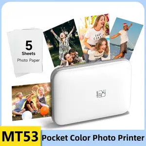 Portable Pocket Photo Printer Mt53, Bluetooth-compatible Connects to iPhone & Android, Ar Dynamic Photos, Inkless Thermal Printing, Ideal for Travel & Events