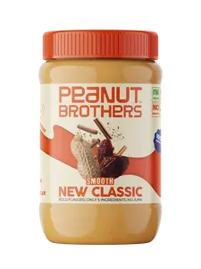 Peanut Brothers Smooth New Classic Peanut Butter (17oz) - 100% Natural, No Added Sugars, US Origin, Perfect for Snacks & Sandwiches