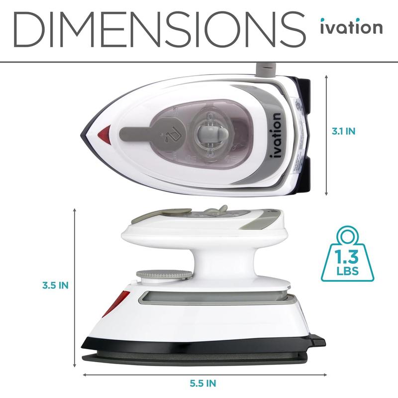 Ivation Travel Steam Iron, Dual Voltage Travel Iron & Clothes Steamer with Nonstick Soleplate & More