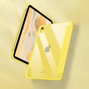 Case for iPad (A16) 11th Generation 11 Inch (2025), iPad 10th 10.9 Inch (2022) - Cover with Clear Transparent Back Shell， Pencil Holder，Slim Trifold Stand Soft Protective Cover, Tablet Cover