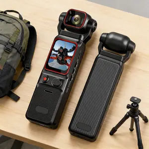 Vlogging Camera, 2K FHD Handheld Pocket Camera with 180° Rotatable Lens, 6X Zoom, Color Night Vision & Loop Recording, Portable Body Camera for Travel, Blogging, Outdoor Activities, TikTok Videos and Holiday Gifts, Portable Handycam