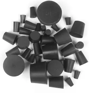 Assorted Solid Rubber Stoppers 34 Pack Solid Rubber Stoppers, 13 Assorted Sizes, 000# - 10# Black Tapered Lab Bungs