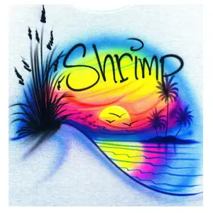 Airbrush Paradise Beach Scene Sunset Name Design T Shirt