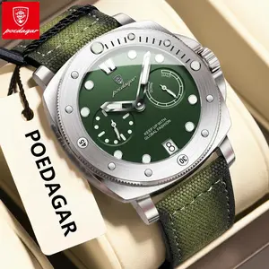 Poedagar Multi functional Business Fashion Men's Watch Waterproof Bright Date Nylon Watch Leather Quartz Men's Watch