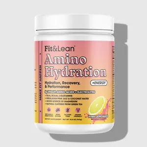 Fit&Lean Amino Hydration + Energy Naturally Sweetened Pre Workout Powder, 6g Vegan Essential Amino Acids, EAA, BCAA, Glutamine, Electrolytes & 150mg Natural Caffeine, 30 Servings