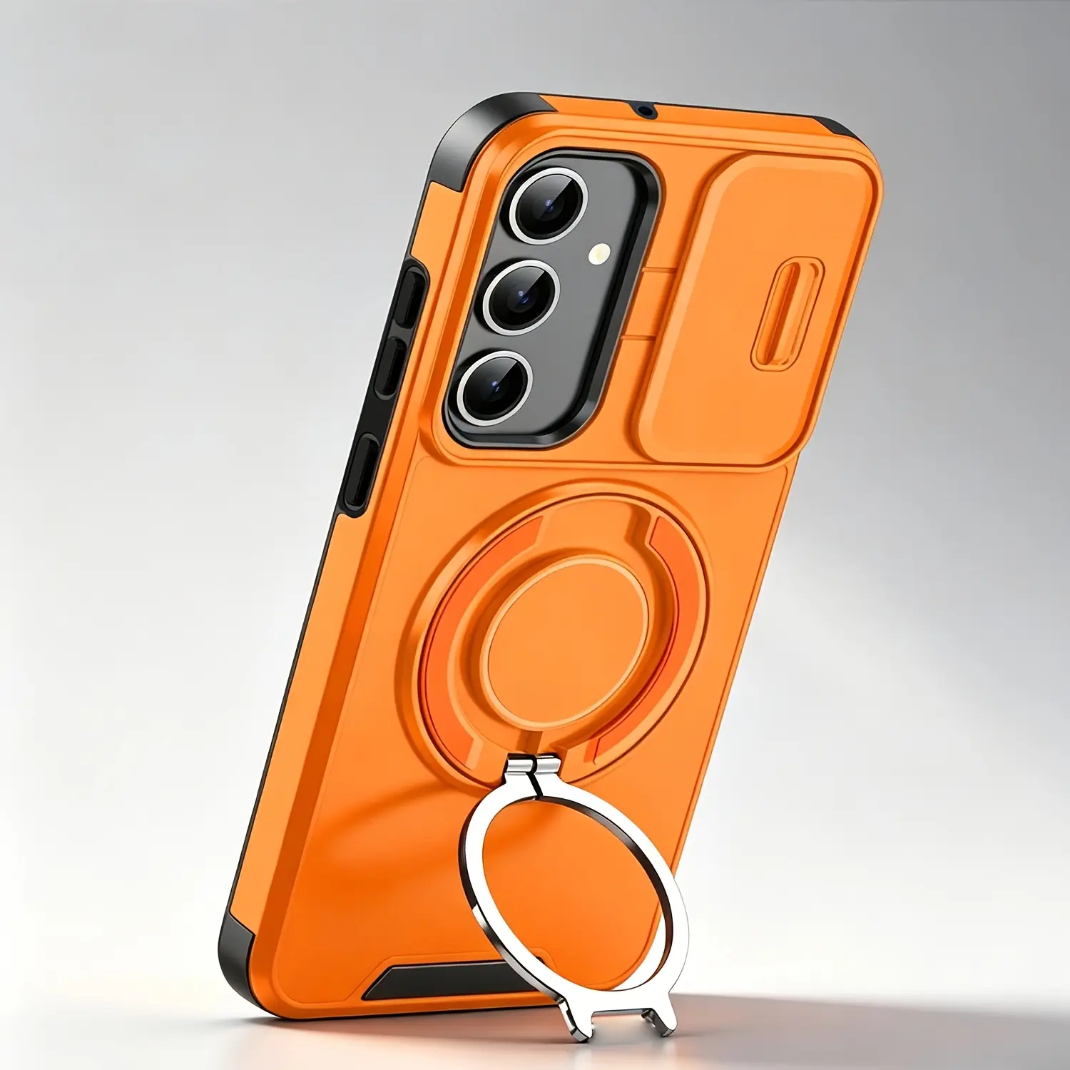 Magnetic Case with Ring Holder Stand Kickstand, Slide Camera Cover, Shockproof Protective TPU Shell Cellphone Protector for Samsung S26 S25 S24 S23 for Galaxy A57 A37 A17 A56 A36 A16 A55 A35 A15 A26 A25Phone Case Accessories Protective Cellphone Casing