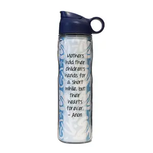 Mother's Hold Their Children's Hands For a Short While Water Bottle from Lively Bottle, reusable, dishwasher-safe, drinkware including easy-open lid, 19 oz 2-walled durable Tritan plastic, BPA-free, leak-proof, made in the USA