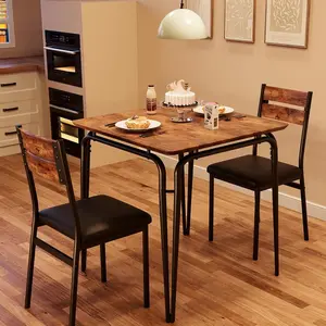 Dining Table for 2, Small Table and Chairs Set of 2, Square Dinette Set for 2, Dinner Table Set, 3 Piece Kitchen & Dining Room Sets for Small Space