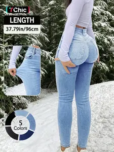 Elegant High Waist Long Skinny Denim Jeans for Women, Womenswear, Versatile Four Seasons Wear, Slimming Fit, Stylish Chic Casual Pants, Trouser, Basic