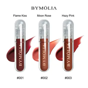 BYMOLIA Hydrating Lip Gloss Trio - Long-Lasting Lightweight Finish with Vitamin E & Sunflower Oil 3 Shades Hazy Pink Moon Rose Flame Kiss Cruelty-Free Moisturizing Lipstick Makeup