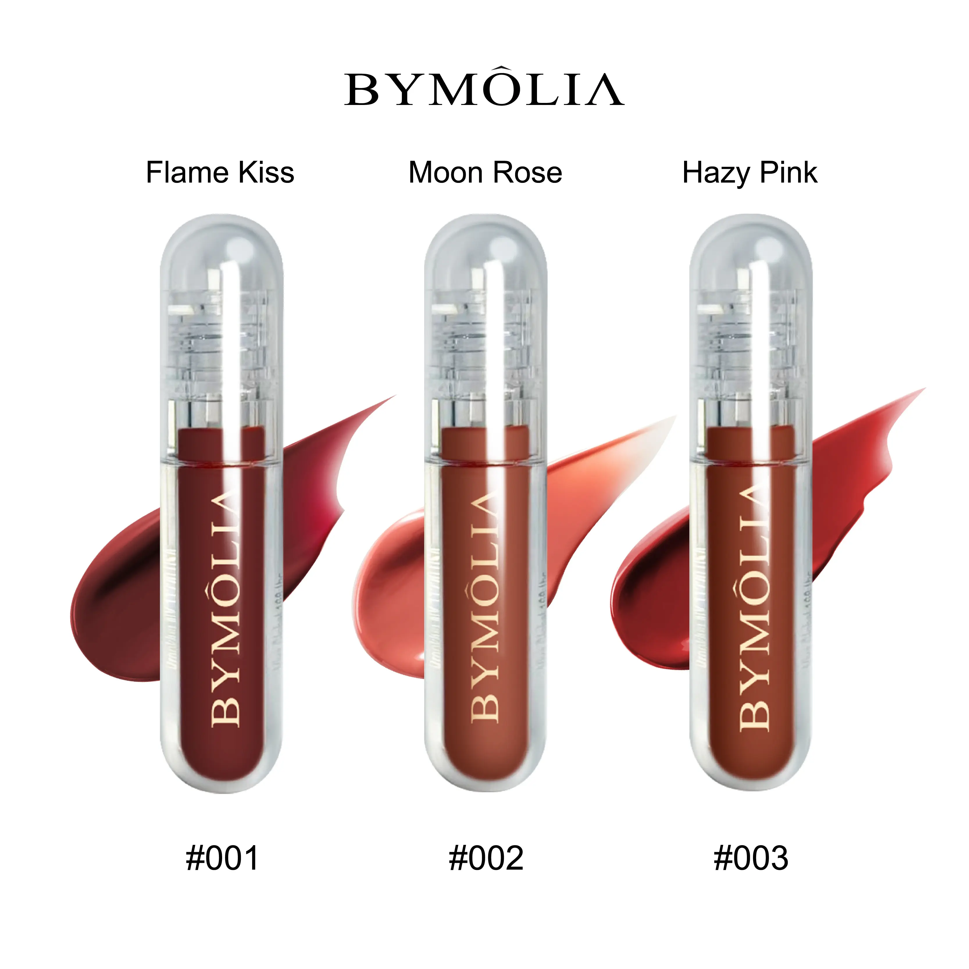 BYMOLIA Hydrating Gloss Multi-Pack Trio - 3 Shades (Hazy Pink, Moon Rose, Flame Kiss), Vitamin E & Sunflower Oil Lip Care Moisturizer, Long-Lasting, Lightweight, Nourishing, Cruelty Free, Glossy Lips Radiant Shine Cosmetic