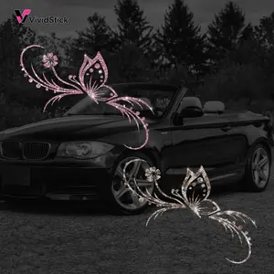 Shimmering Floral Butterfly Car Sticker, Car Decals, Leopard Print, Vibrant Patterns, Self-Adhesive No Residue, Easy Installation, Suitable for Cars Trucks Motorcycles
