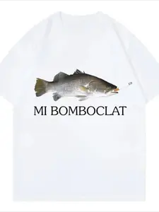 Funny Bomboclat Fish Meme Graphic Unisex T-shirt Spring Summer Short Sleeve Crew Neck Graphic Tops Women Men Essentials Gift for Her/him
