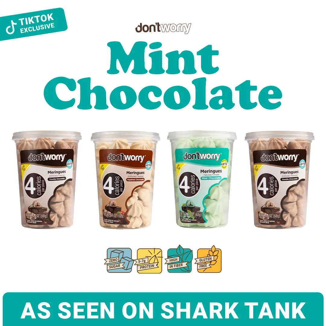 Don't Worry | Hazelnut Chocolate, Mint Chocolate and Double Chocolate Meringue | 4 Calories per Piece | Gluten Free