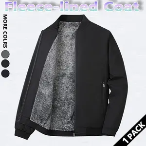 Men's solid color zip-up jacket, lightweight and easy to carry, regular fit casual long sleeves, polyester outerwear top, solid color zip-up coat, suitable for everyday wear in autumn and winter.