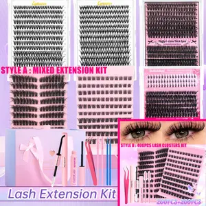 This eyelash extension kit, Individual eyelash kit, comes in multiple styles and lengths, and includes eyelash glue, a sealing eyelash remover, and tweezers. Perfect for eyelash extension kit at home, Valentine's Day Gift