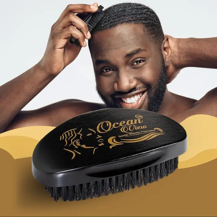 Men’s 360 Wave Brush – Medium Firm Bristles for Healthy Waves – Ergonomic Hair Styling Brush for Everyday Use