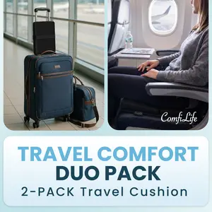 ComfiLife | 2-Pack Ergo-Gel Travel Seat Cushions - Compact Foldable Chair Pads with Cooling Gel Grid for Travel, Camping, Sporting Events, Backpacking & Commute