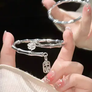 2026 New High-value Fu Character Bamboo Joint Open Bracelet New Chinese Butterfly Flower Cluster Flying Women's Bracelet Ins