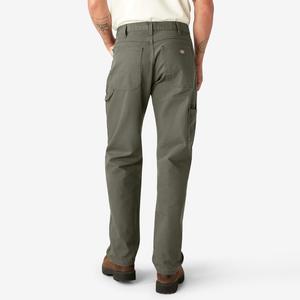 Dickies Relaxed Fit Heavyweight Carpenter Jeans - Denim, Men's Pants with Deep Back Pockets, Side Stash, Smooth Front, Belt Loops, Beige, Machine Washable, Workwear