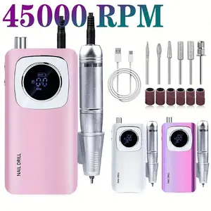 45000RPMNailDrillMachineElectricPortableNailFileRechargeableNailSanderForGelNailsPolishingForHomeManicureSalon