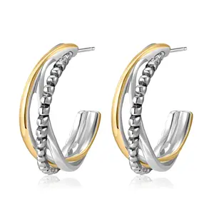 Aprilery Vintage Drop Earrings Two tone Textured Frame Statement Jewelry Chic Essential for Women & Girls