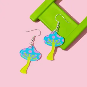 BunnyBoop Mushroom Earrings for Music Festival - Kawaii Anime Jewelry for Women and Men