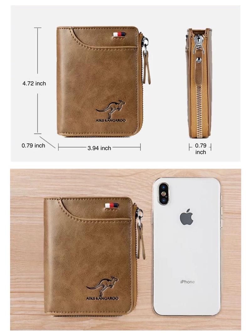 Mens RFID Blocking Leather Wallet Credit Card ID Holder Zipper Purse Waterproof