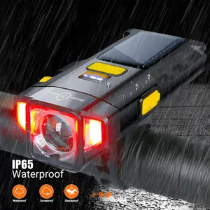 USB Rechargeable Solar Bicycle Light with Power Display, 1 Count MTB Mountain Road Bike Front Lamp, Integrated Cycling Flashlight, Outdoor Cycling Accessories