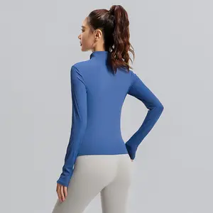 Summer Slim Fit Athletic Jacket for Women – Moisture-Wicking Ice Silk Zip-Up with Stand Collar, Thumb Holes & 4-Way Stretch, Perfect for Running, Dance & Street Style