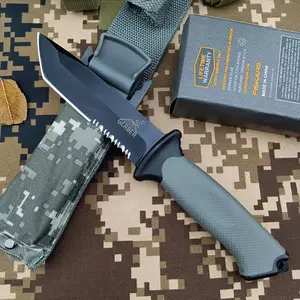 Best Selling BG-9 Survival Fixed Edge Knife High Hardness 8Cr13Mov Tanto Tip Blades   Rubber Handle Outdoor Adventure Cutting Tool EDC Carry Camping Knife