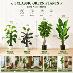 RIDDSEE Decorative Artificial Indoor Potted Plants - 4 Styles Including Pothos, Calathea, Fiddle Leaf Fig, Bird of Paradise, 6FT Faux Banana Leaf Tree - Low-Maintenance Faux House Plants for Home Living Room, Office Decor, 01-Bird Of Paradise outdoorfun
