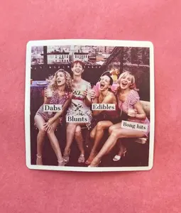 "Dabs, Blunts, Edibles & Bong Hits" Sticker by Esme and Elodie