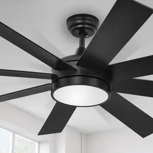 YITAHOME Black 60 Inch Ceiling Fan with Light and Remote, DC Fanlight for Indoor, Modern Light Fan with Reversible 6 Speeds, 3 Color Temperatures, Memory Function, Quiet Motor