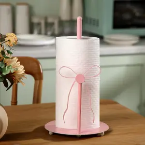 Metal Bow Design Paper Holder, Vertical Kitchen Roll Organizer, Countertop Dispenser, Desktop Napkin Rack, Roll and Wrap Storage