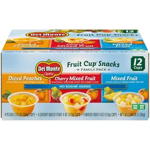 Mixed Fruit Jelly Fruit Cup Snacks, Healthy Halal Ambient Dessert Treats for US Families, No Sugar Added, 12-Pack 4 oz Variety Pack
