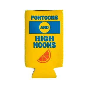 Pontoons And High Noons   Can Cooler Regular Can And Slim Can – Keep Your Drinks Ice Cold at BBQs, Beach Days, Tailgates & Summer Parties – Fun, Reusable & Portable Drink Holder