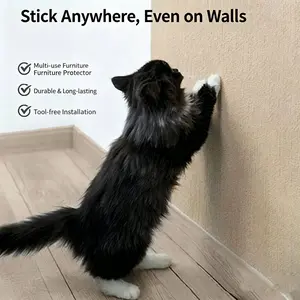 Cat Scratch Deterrent Tape, Self-Adhesive Furniture Protector for Sofa Wall, Cuttable Anti-Scratch Pad for Leather Fabric Couch Repair, Cat Scratching Guard Sticker