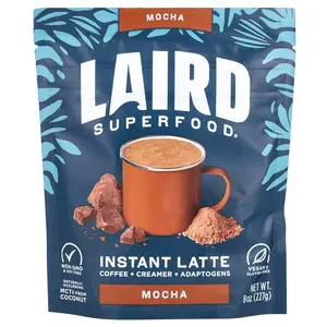 Laird Superfood Instant Latte, Coffee + Creamer + Adaptogens, Mocha, 8 oz (227 g)