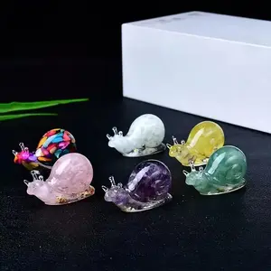 Cute Snail Design Ornament, Handmade Crystal Resin Animal Decoration, Desktop Decoration for Home Office, Gift for Animal Lovers, Collectible Figurines